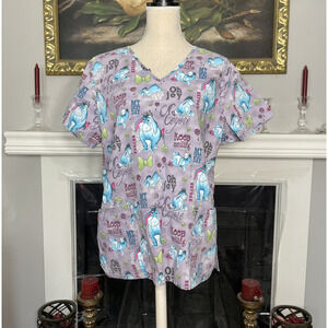 Disney Women Scrub Top Eeyore Graphics Large